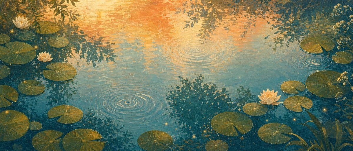 Illustration — la surface d’un bassin de jardin où de petits cercles se dessinent